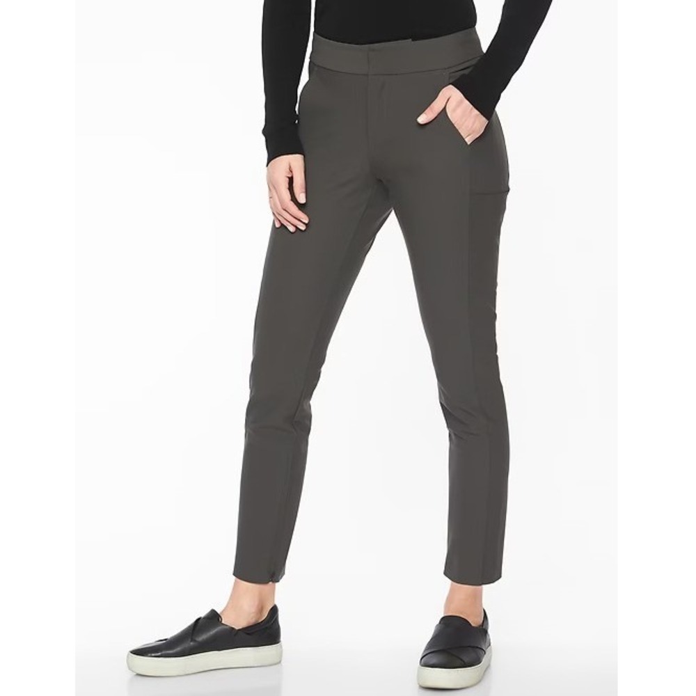 Athleta Grey Stellar Trouser Pants Arbor Olive Stretch Size 2